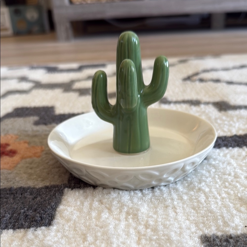 Green Cactus Ring Holder Dish
